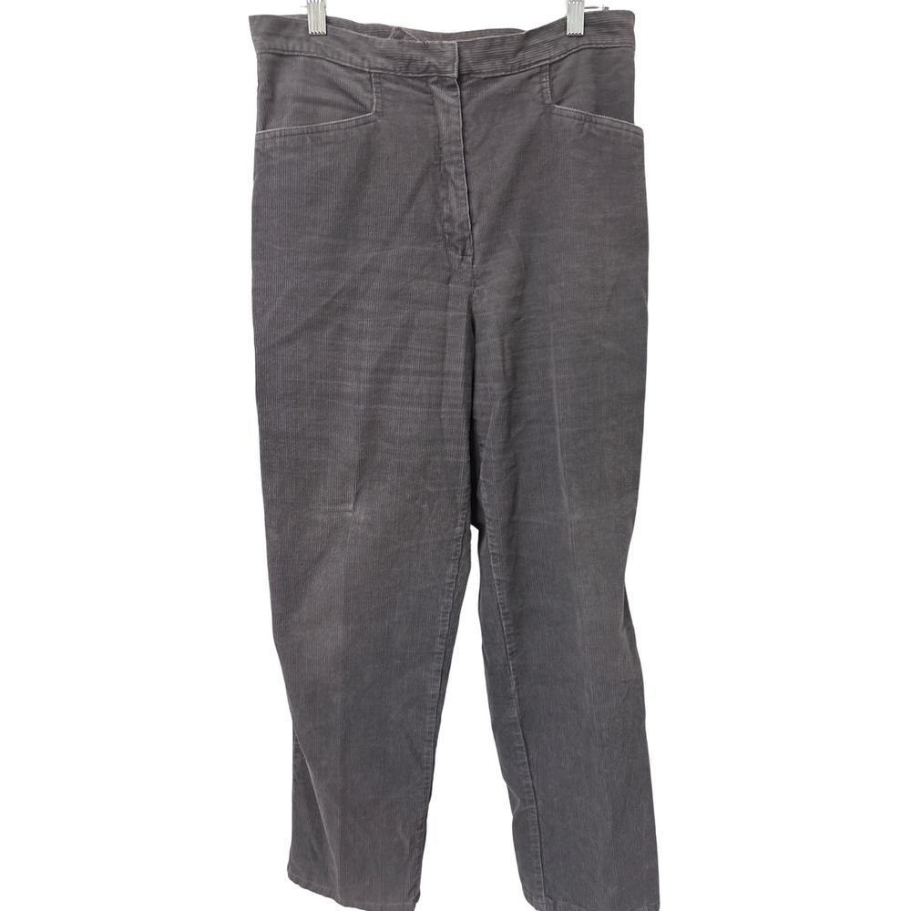 Style&Co Gray Corduroy Pants 100% Cotton High Rise Straight Leg Dark Academia M